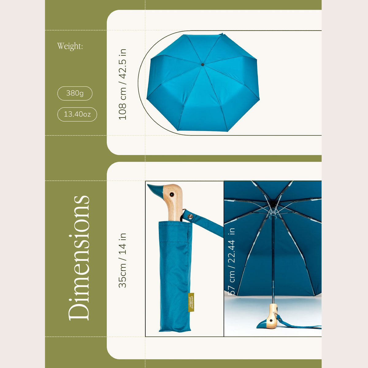 Teal Compact Duck Umbrella - Original Duckhead