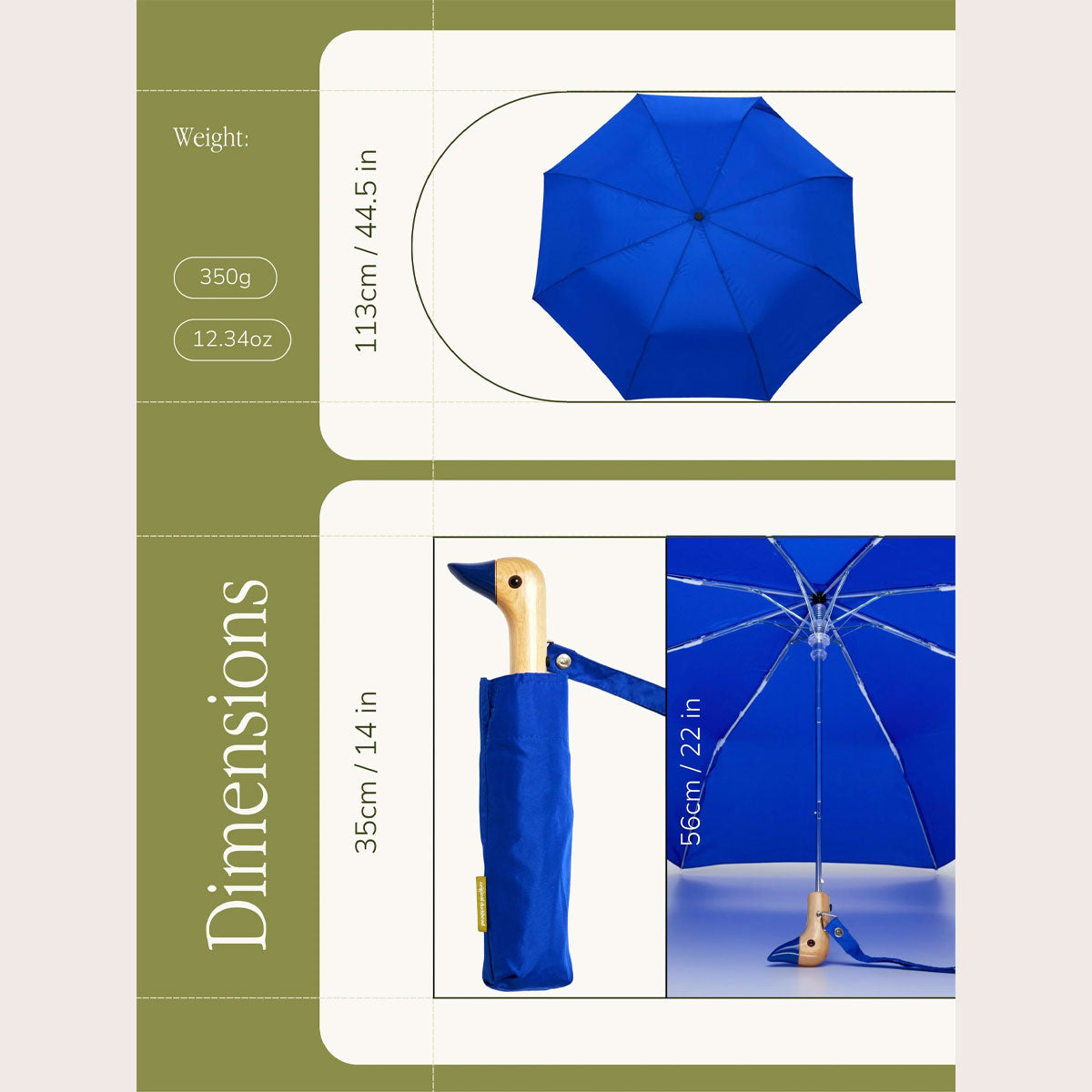 Royal Blue Eco-Friendly Compact Duck Umbrella - Original Duckhead