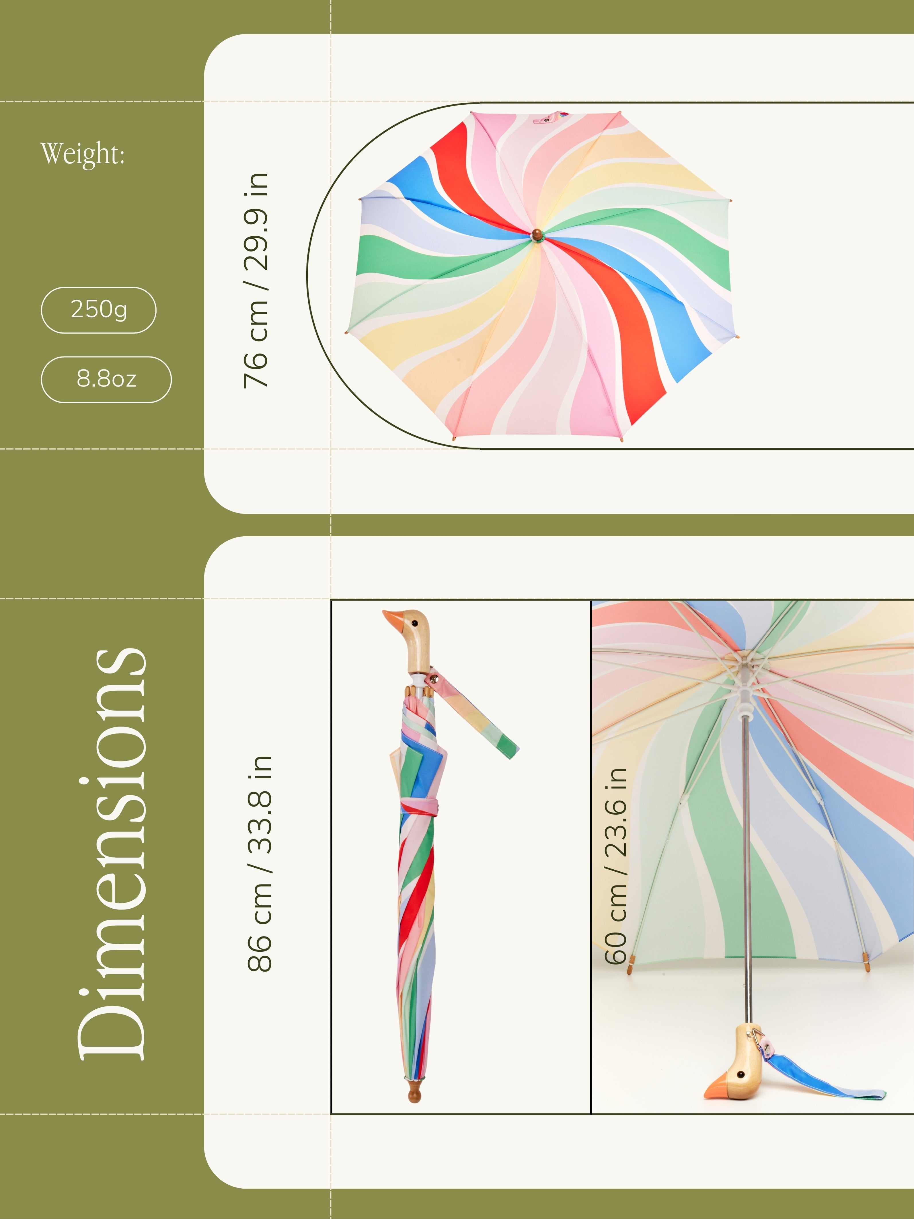 Rainbow Stripes Duckling Umbrella - Meri Meri - Original Duckhead