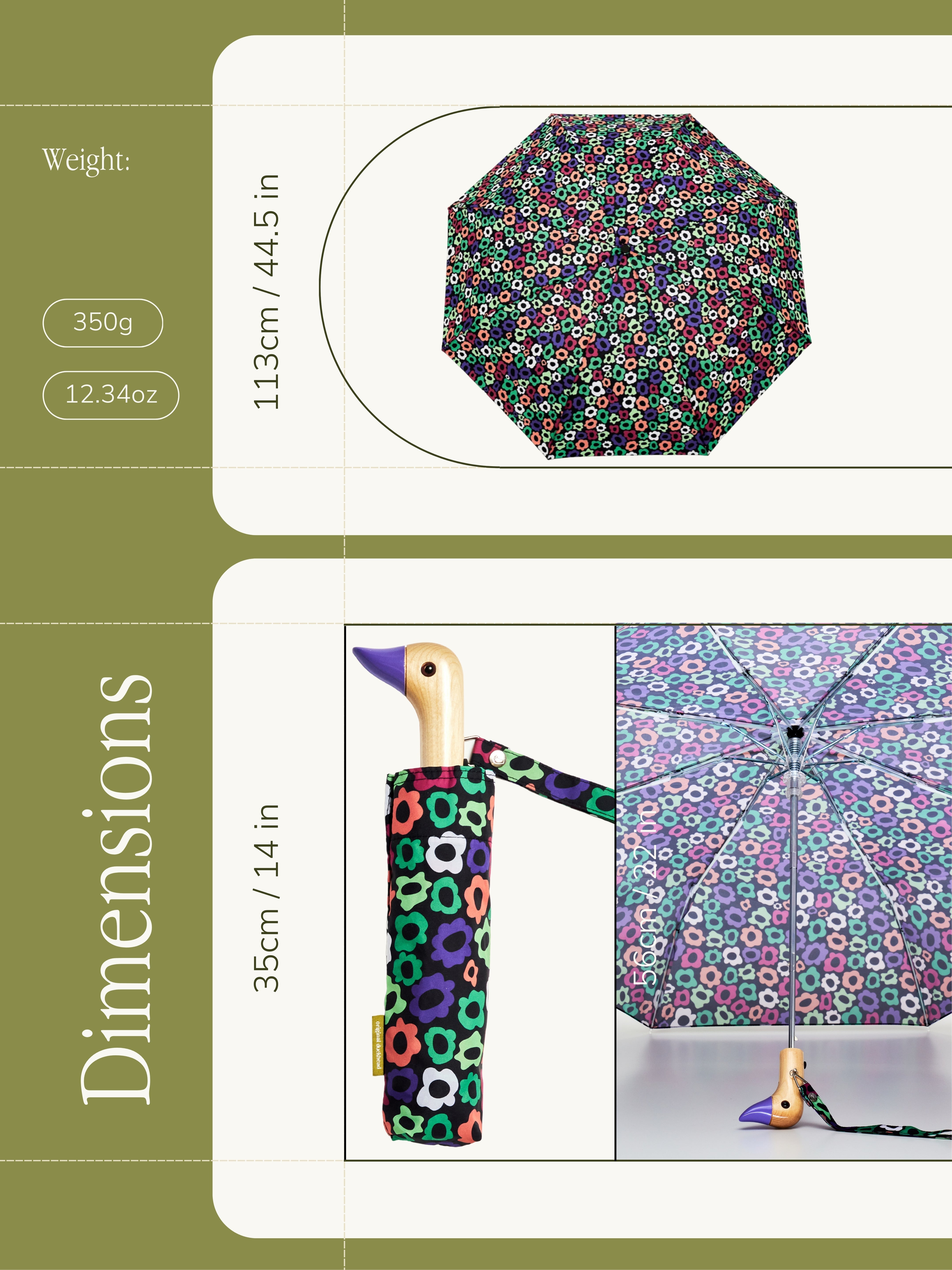 Flower Maze Eco-Friendly Compact Duck Umbrella Original Duckhead